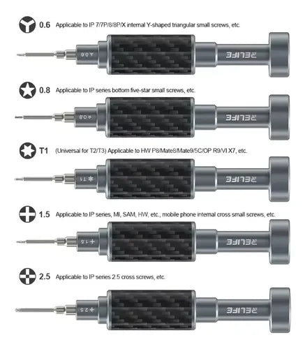 SET DESTORNILLADOR ACERO/FIBRA DE CARBONO RELIFE RL-729A