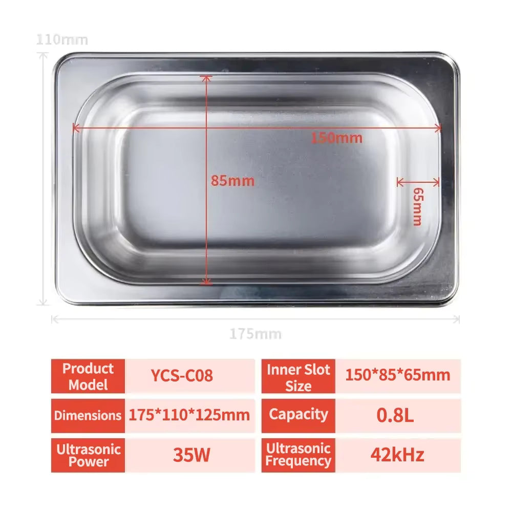 LIMPIADOR ULTRASONICO YCS C08 0,8L