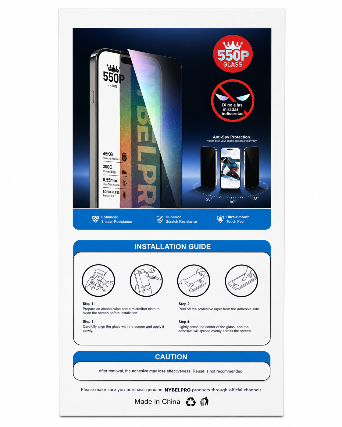 LAMINA DE VIDRIO IPHONE 11 ANTIESPIA 550P