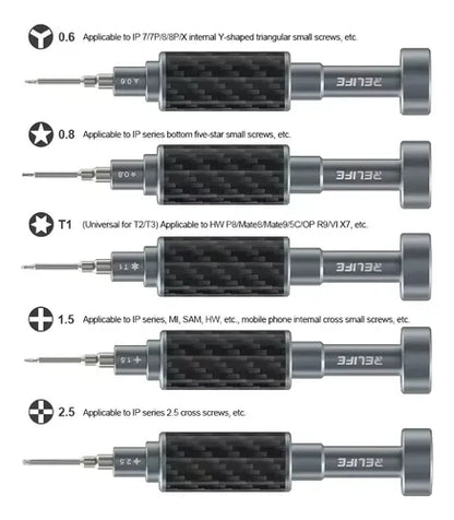 SET DESTORNILLADOR ACERO/FIBRA DE CARBONO RELIFE RL-729A