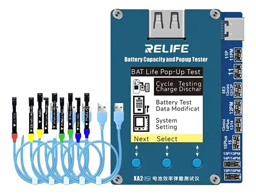 PROBADOR DE EFICIENCIA DE BATERIA PARA IPHONE RELIFE XA2 PRO